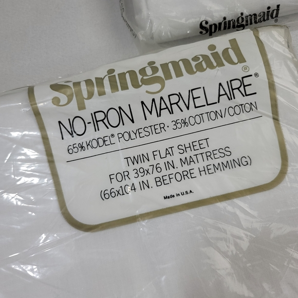 (2) Vtg No-Iron Muslin Twin Flat Sheet By Springmaid - Marvelaire - Picture 2 of 10